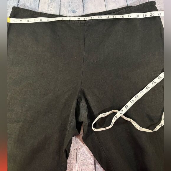 Eileen Fisher Black 100% Irish Linen Classic Casual Minimalist Crop Pants XL - Picture 4 of 10